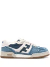 Fendi Match Distressed Denim Sneakers In Blue