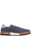Fendi Match Denim Ff Embossed Sneakers Blue In Blue