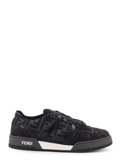 Fendi Match Ff Jacquard And Suede Sneakers In Black