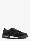 Fendi Low-top Round Toe Rubber Sole Sneakers In Black