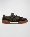 Fendi Match Suede Sneakers With Jacquard Ff Fabric Inserts