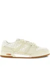 Fendi Match Ff Jacquard And Leather Sneakers In Neutral