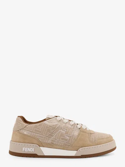 Fendi Match Ff Jacquard Low-top Sneakers In Nude