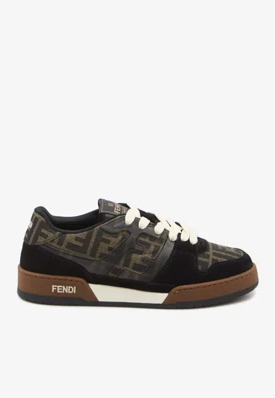 Fendi Match Ff Jacquard Low-top Sneakers In Brown