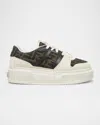 Fendi Canvas And White Suede Platform Low-tops In F1pyw Crema Tabaco Nero Ambra