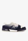 Fendi Match Sneaker In White Leather And Blue Suede Men In Animal Print