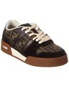 Fendi Match Suede Sneakers With Jacquard Ff Fabric Inserts In Brown