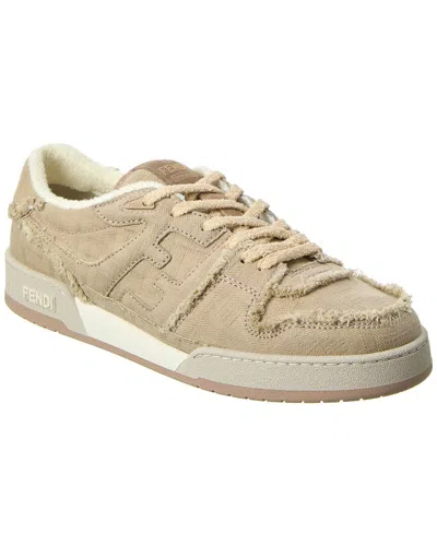 Fendi Match Jacquard Canvas Sneaker In Beige