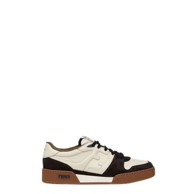 Fendi Match Leather And Suede Sneakers In Multi