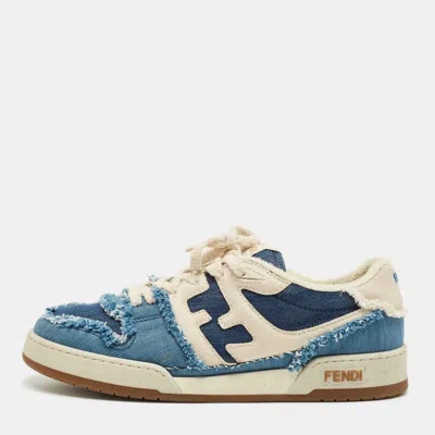 Pre-owned Fendi Match Lace Up Sneakers Size 42 In Blue