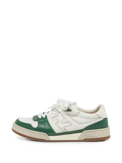 Pre-owned Fendi Match Lace-up Low-top Sneakers In White