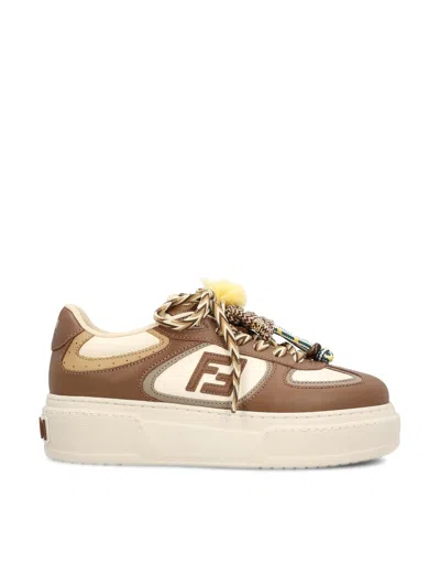 FENDI FENDI MATCH LACE-UP SNEAKERS WITH CHARMS AND PLATFORM SOLE - 50MM HEEL