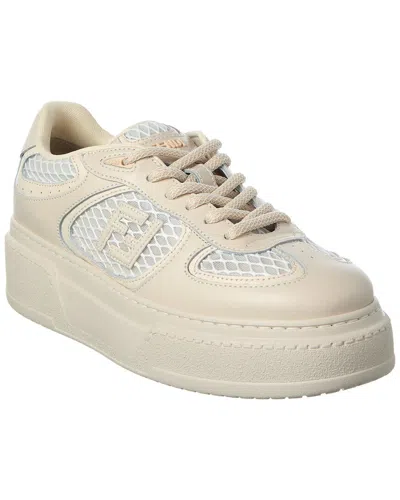 Fendi Match Leather And Mesh Platform Sneakers In Neutral