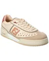 Fendi Modern Contrast Panel Sneakers With Perforated Design In Brown