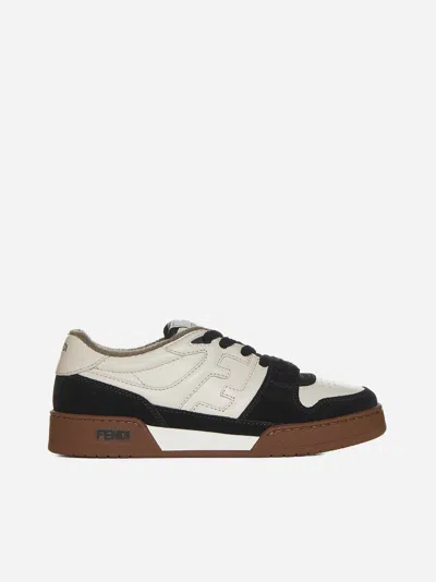 FENDI MATCH LEATHER AND SUEDE SNEAKERS