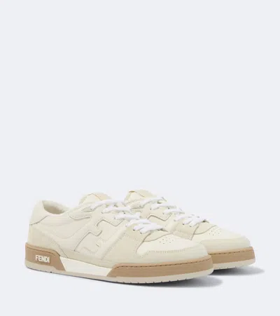 Fendi Match Leather And Suede Sneakers In Pink