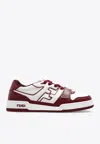 Fendi Match Leather Low-top Sneakers In Burgundy