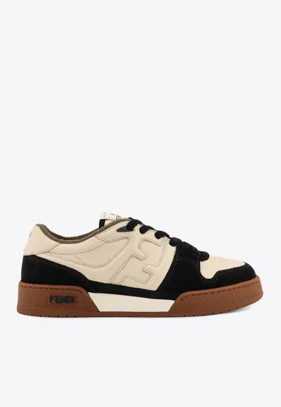 Fendi Match Leather And Suede Sneakers In Multi