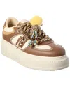 Fendi Match Leather Platform Sneaker In Brown