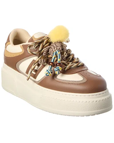 FENDI FENDI MATCH LEATHER PLATFORM SNEAKER