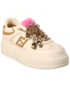 Fendi Match Leather Platform Sneaker In Neutral