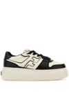 Fendi Black Leather Platform Low-tops In Black