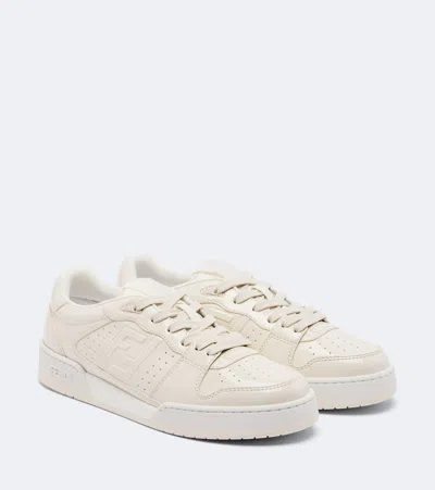Fendi Match Leather Sneakers In White