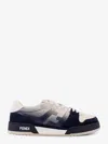 Fendi Match Sneaker In White Leather And Blue Suede Men In Blue