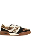 Fendi Low-top Platform In Multicolor Cavallino Calfskin And Suede In Brown