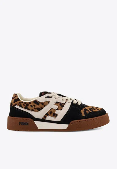 FENDI MATCH LEOPARD PRINT LOW-TOP SNEAKERS