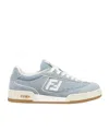 Fendi Match Denim And Suede Low-top Sneakers In Gray