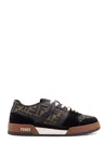 Fendi Match Low-top Ff Jacquard Fabric And Suede Sneakers