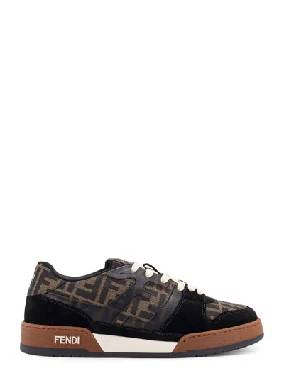 Fendi Match Ff Jacquard Low-top Sneakers In Brown