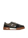 Fendi Match Suede Sneakers With Jacquard Ff Fabric Inserts In Black