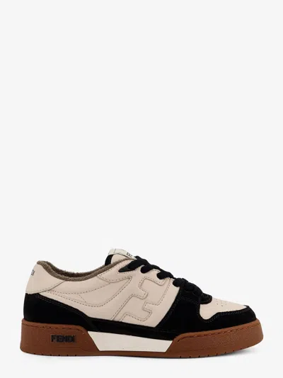 Fendi Match Low-top Leather Sneakers In White