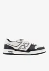 Fendi Men 'match' White And Black  Low-top Sneakers With Ff Detail In Leather Man In Multi