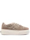 Fendi Match Canvas And Suede Low-top Sneakers In Brown
