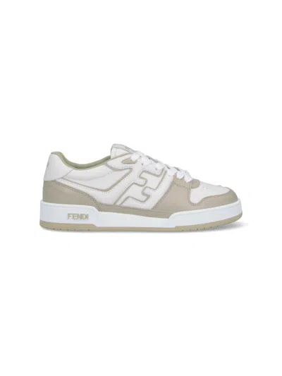 Fendi Men Leather Sneakers With Ff Lateral Logo In Multi