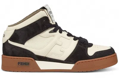 Pre-owned Fendi Match Mid (women's) Sneakers In Black/cream/gum