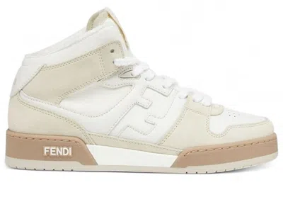 Pre-owned Fendi Match Mid (women's) Sneakers In White/cream
