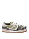 Fendi Men's Match Mixed Denim Low-top Sneakers In Green