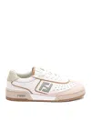 Fendi Leather Sneakers With Panelled Design And Contrast Sole