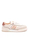 Fendi Leather Sneakers With Contrast Heel Tab In Pink