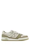 Fendi Leather Perforated Toe Rubber Sole Sneakers In Multicoloured