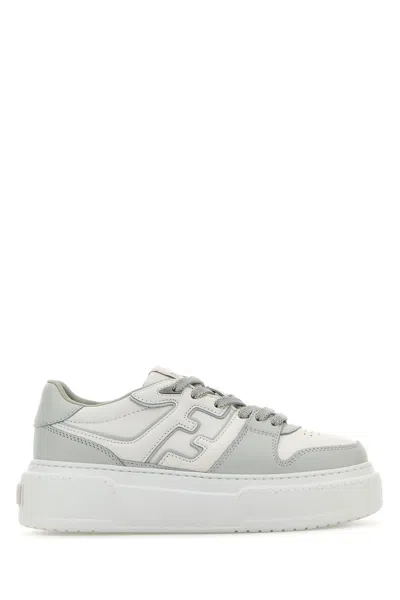 Fendi Match Leather Platform Sneakers In Grig+uwhit+grig+uwhi