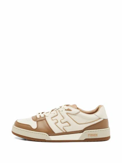 Pre-owned Fendi Match Motif Sneakers In Neutrals