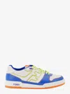 Fendi Men Leather Sneakers With Ff Lateral Logo In Blue