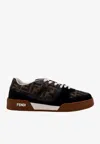 Fendi Match Sneaker In Black Fabric And Suede Women In Brown