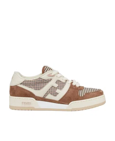 Fendi Match Panelled Leather Low-top Sneakers In White