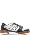 Fendi Match Suede Sneakers With Jacquard Ff Fabric Inserts In Black